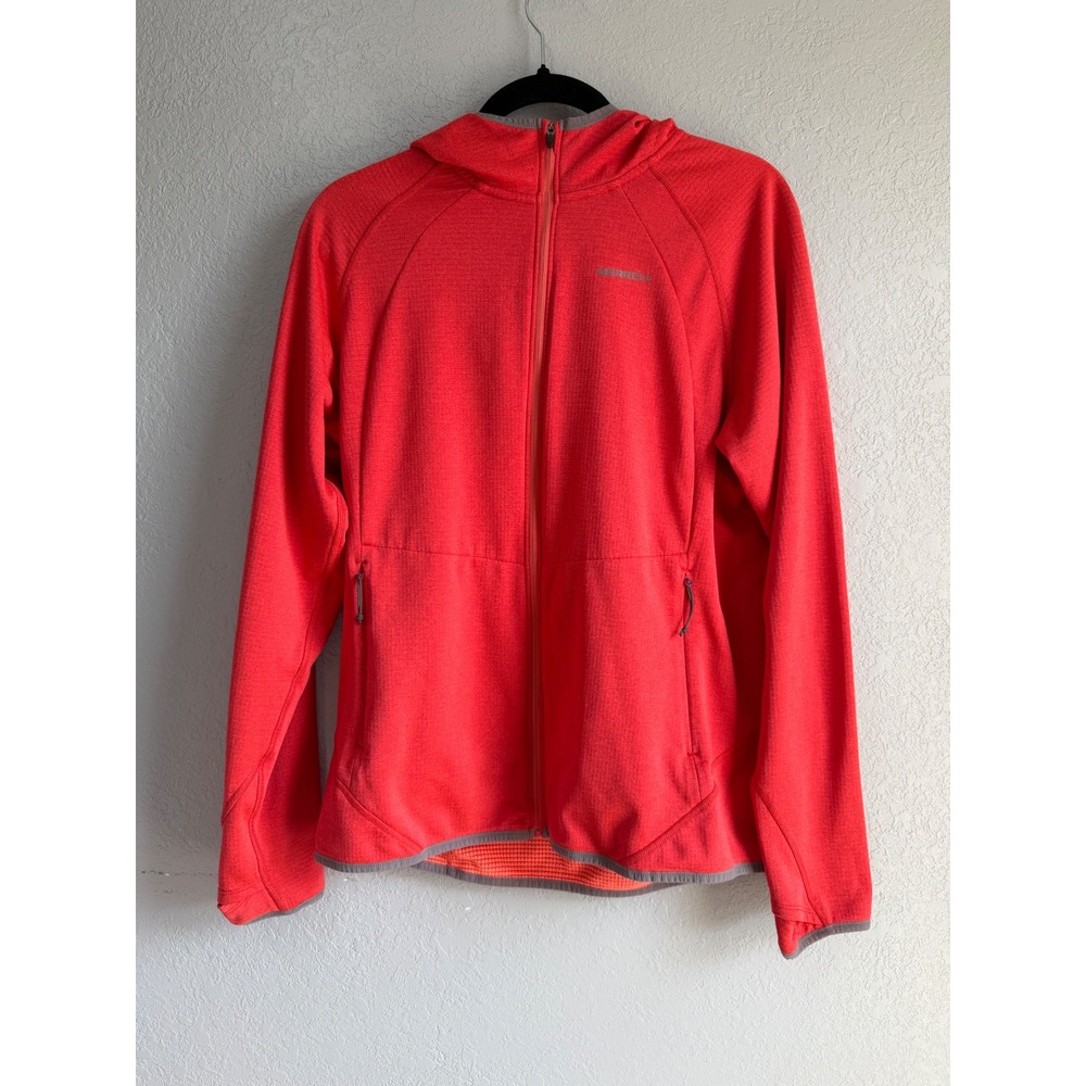 Merrell Select Wick Full Zip Hoodie Womens XL Coral Red Waffle Fleece Jacket
